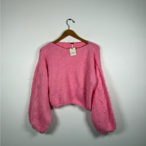 Free People Flurry Pink Teddy Bear Sweater - Picture 7 of 8